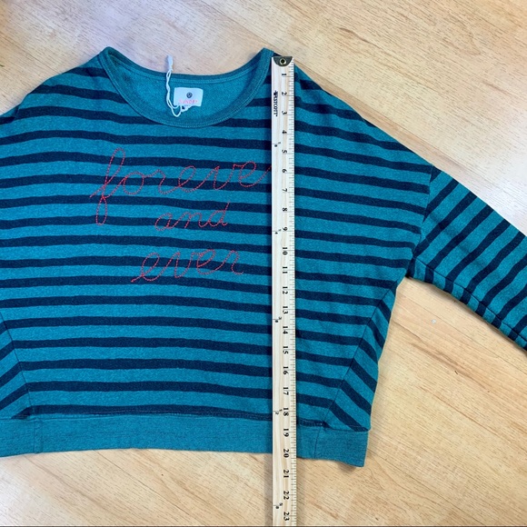 •SUNDRY• Anthro Teal Forever Split Back Sweatshirt - Picture 9 of 9